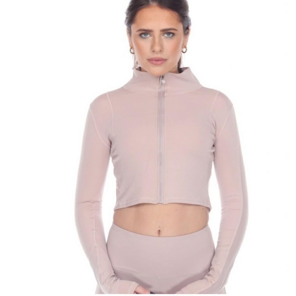 LA SOCIETY Mocha Performance Crop Back Pocket Top M